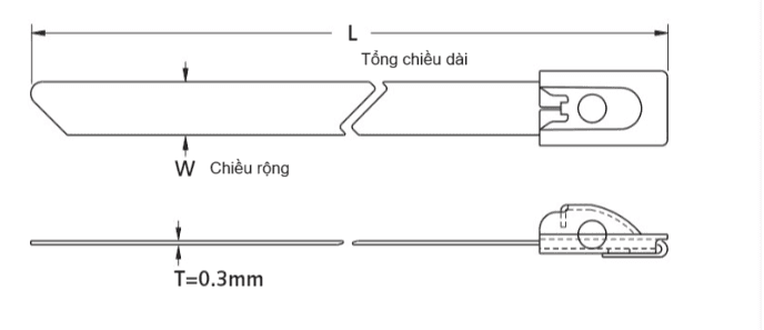 Bản vẽ kỹ thuật Dây Rút Inox SS316 KST 680 x 8.0 mm STB-680M