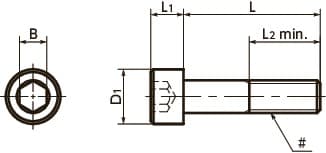 Bản vẽ kỹ thuật Lục Giác Chìm Trụ Inox 304 UNC #12-24 x 1/2 NBK Dòng SNSS