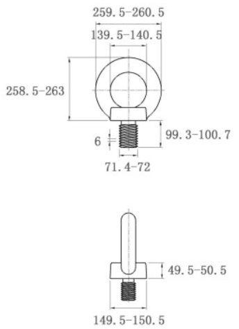 Bản vẽ kỹ thuật Bulong Vòng Thép Mạ Kẽm DIN580 M72x100