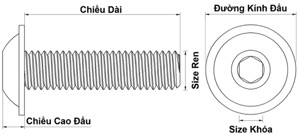 Bản vẽ kỹ thuật Lục Giác Chìm Mo Thép Mạ Hợp Kim Đen ZnNi 10.9 ISO7380-2 M4x10