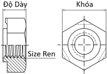 Bản vẽ kỹ thuật Tán Hàn Lục Giác Thép Mộc DIN929 M5