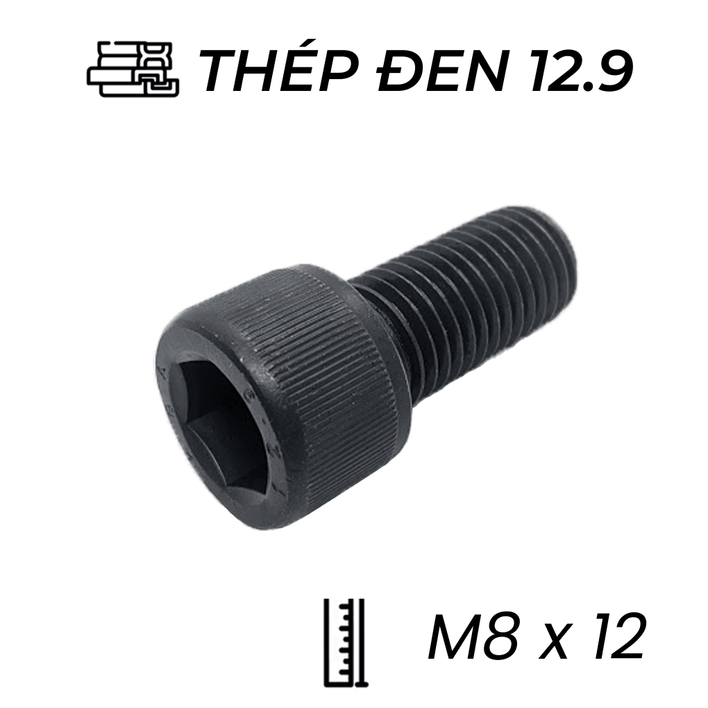 Lục Giác Chìm Đầu Trụ Thép Đen 12.9 DIN912 M8x12