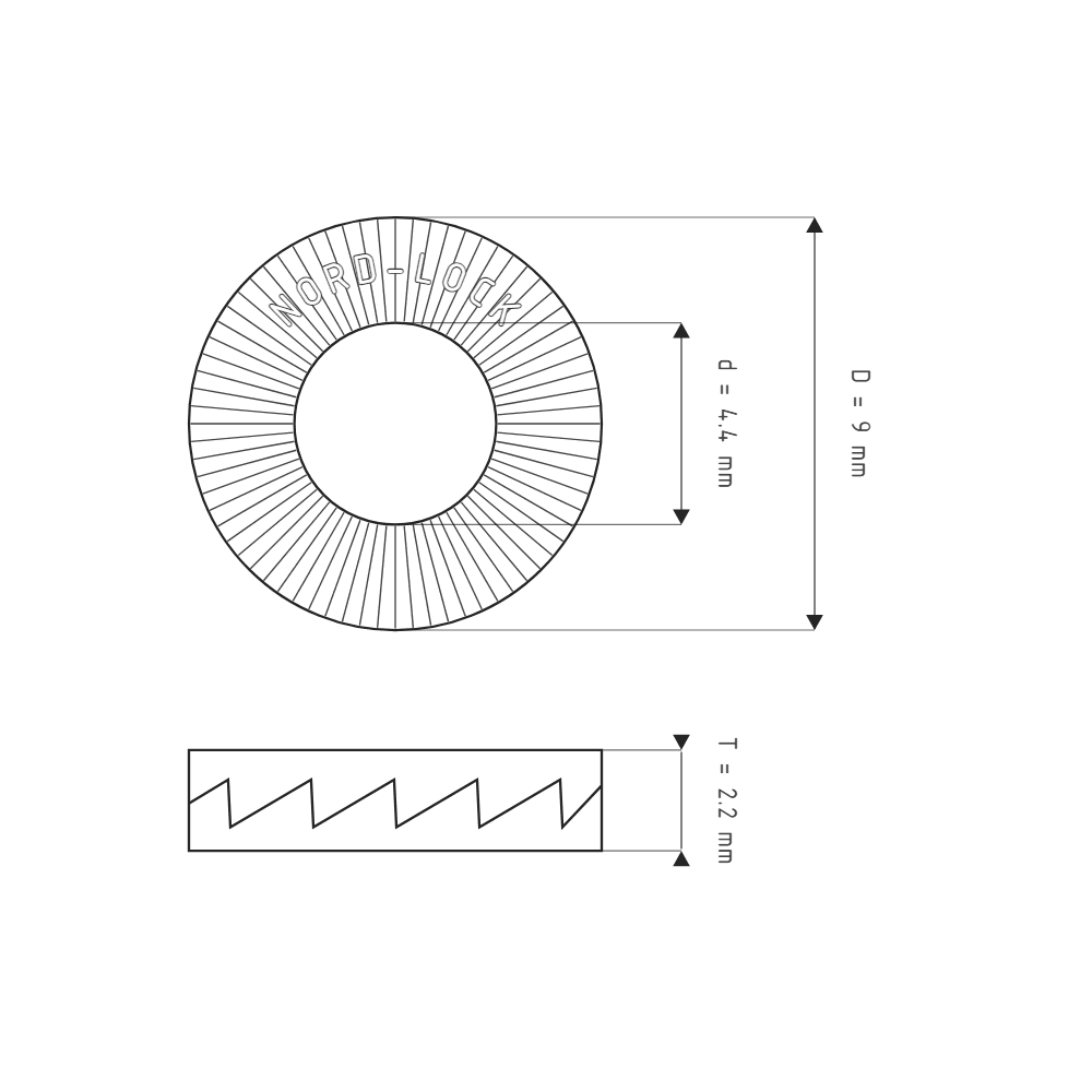 Bản vẽ kỹ thuật Lông Đền Nord-Lock Inox 316 Vành Rộng M4