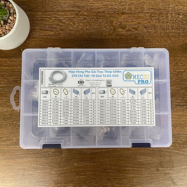 Hộp Vòng Phe Gài Trục Thép 65Mn DIN471 370 Chi Tiết 18 Size Từ D3-D35