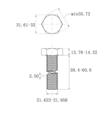 Bản vẽ kỹ thuật Bulong Thép Đen 8.8 DIN933 M22x60