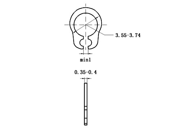 Bản vẽ kỹ thuật Phe Gài Trục Thép 65Mn DIN471 D4x0.4 (50Cái/Bịch)