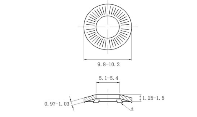 Bản vẽ kỹ thuật Lông Đền Tiếp Xúc Thép Mạ Dacromet SN70093 M5