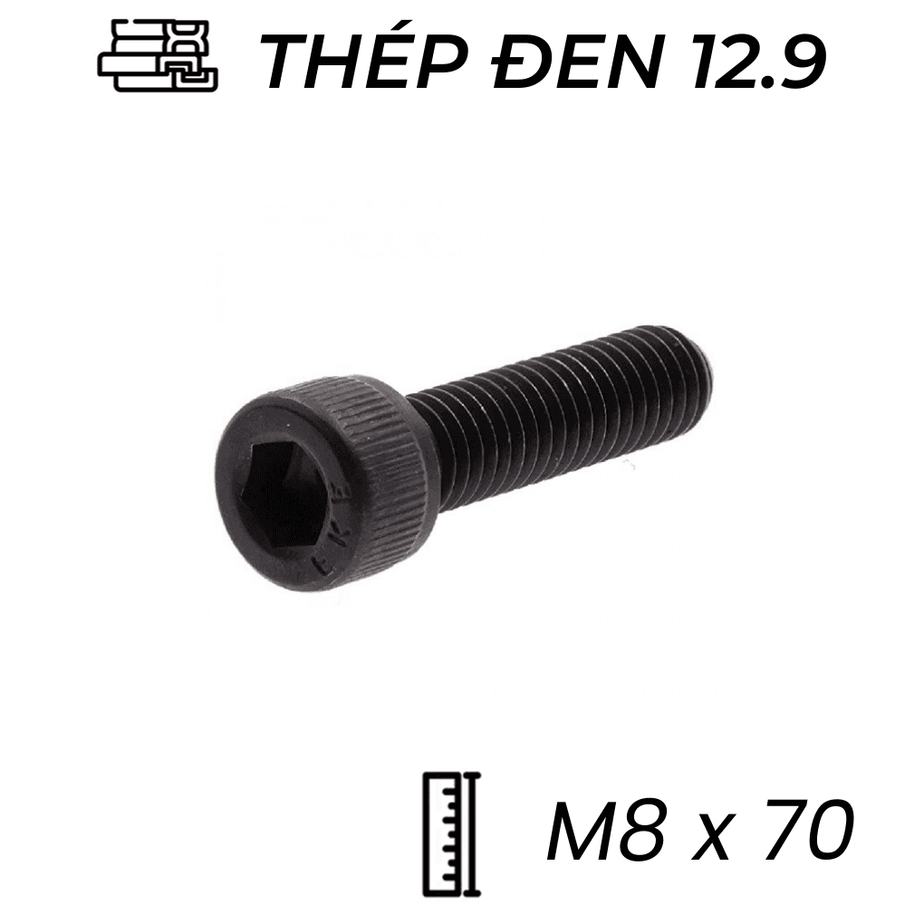 Lục Giác Chìm Đầu Trụ Thép Đen 12.9 DIN912 M8x70