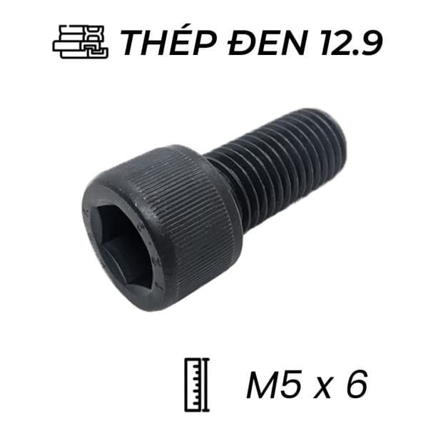 Lục Giác Chìm Đầu Trụ Thép Đen 12.9 DIN912 M5x6