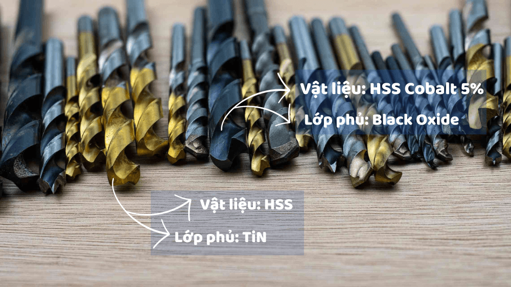 Mũi khoan được làm từ vật liệu gì? Công dụng của lớp phủ trên mũi khoan