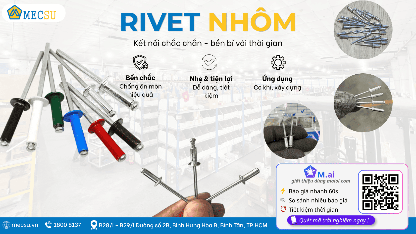 Bảng Giá 7 Loại Rivet Nhôm Bán Chạy Nhất Tại Mecsu