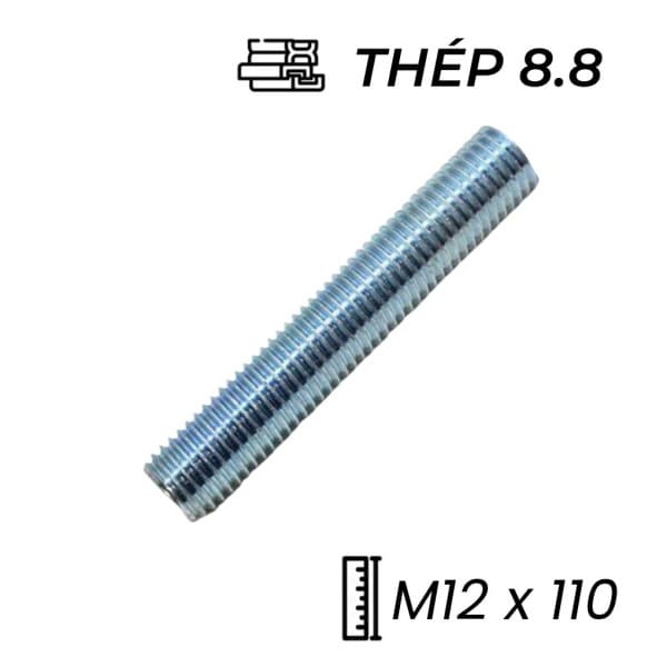 Guzong Thép Mạ Kẽm 8.8 M12x110