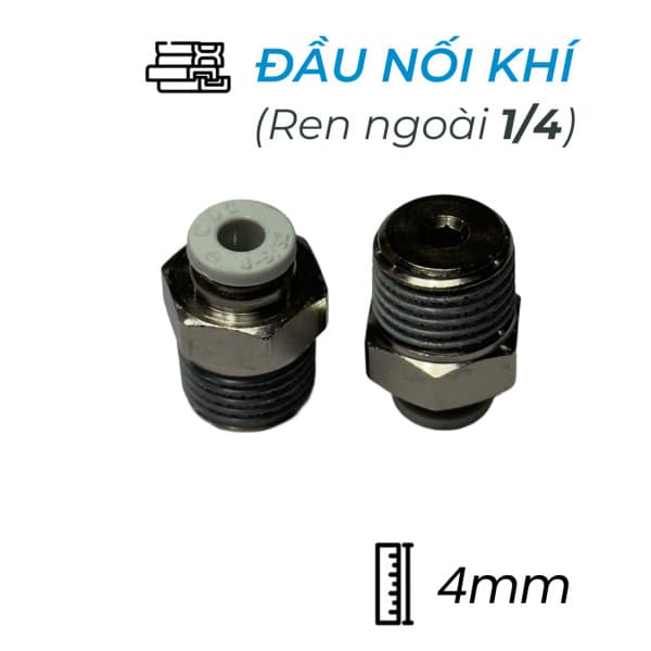 Đầu Nối Nhanh Khí Nén Ø4mm - Ren Ngoài 1/4" CDC MPC 0402N-W (Màu Trắng)