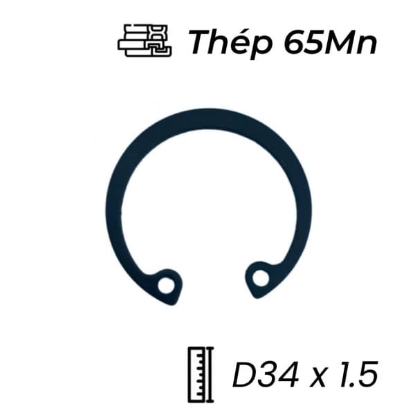 Phe Gài Lỗ Thép 65Mn DIN472 D34x1.5