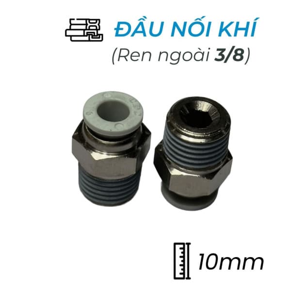 Đầu Nối Nhanh Khí Nén Ø10mm - Ren Ngoài 3/8" CDC MPC 1003N-W (Màu Trắng)