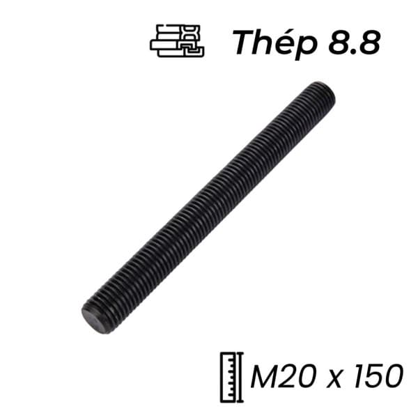Guzong Thép Đen 8.8 M20x150