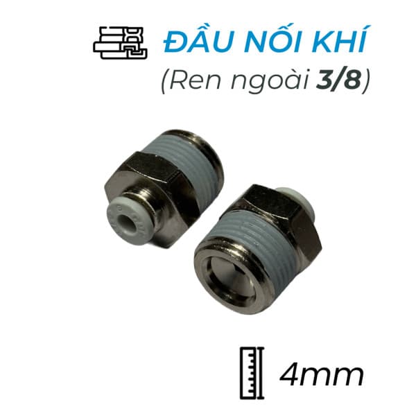 Đầu Nối Nhanh Khí Nén Ø4mm - Ren Ngoài 3/8" CDC MPC 0403N-W (Màu Trắng)