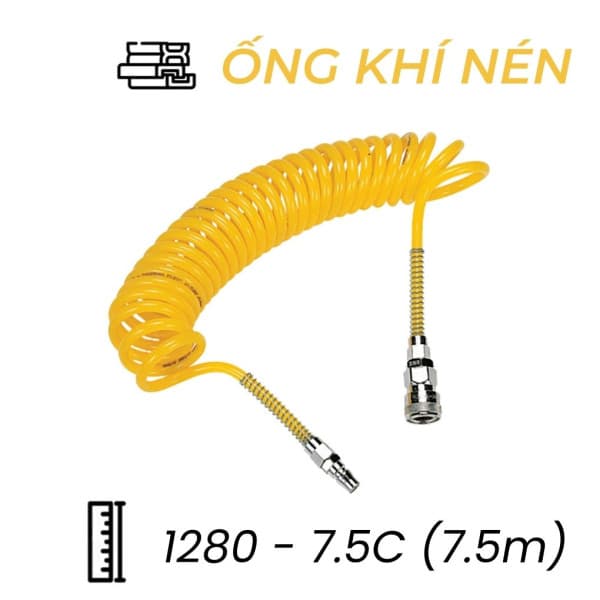 Dây Hơi Khí Nén UC Phi 12 Màu Vàng Có Khớp Nối OD12 x ID8 mm CDC UC 1280-7.5C (7.5m)