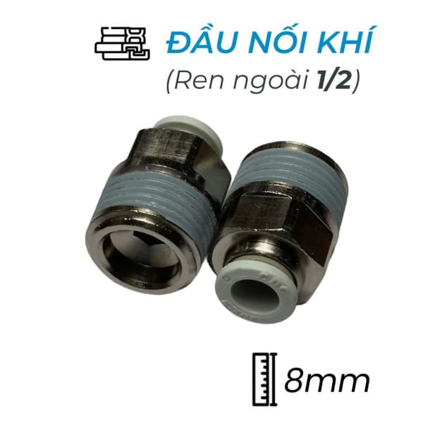 Đầu Nối Nhanh Khí Nén Ø8mm - Ren Ngoài 1/2" CDC MPC 0804N-W (Màu Trắng)