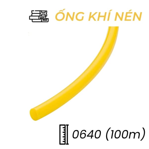 Dây Hơi Khí Nén PU Phi 6 Màu Vàng OD6 x ID4 mm CDC PU 0640 (100m)