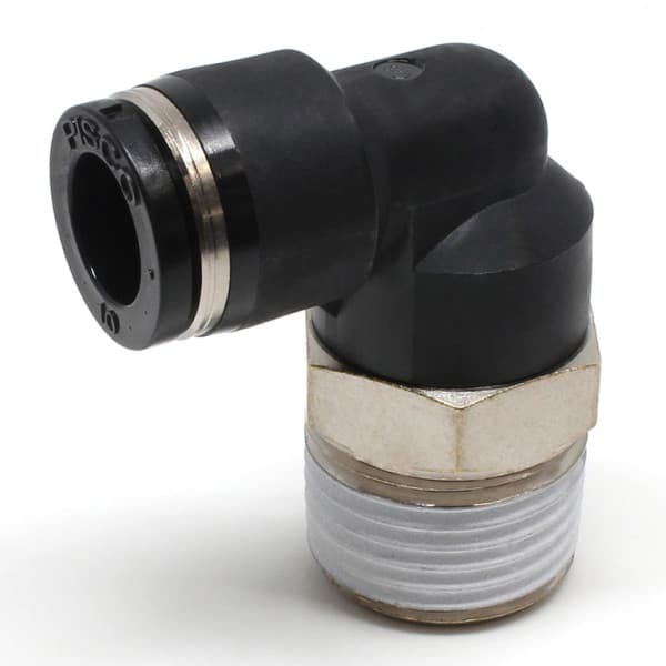 Đầu Nối Nhanh Khí Nén Cong 90° Phi 10mm Ren Ngoài R1/2 Pisco PL10-04