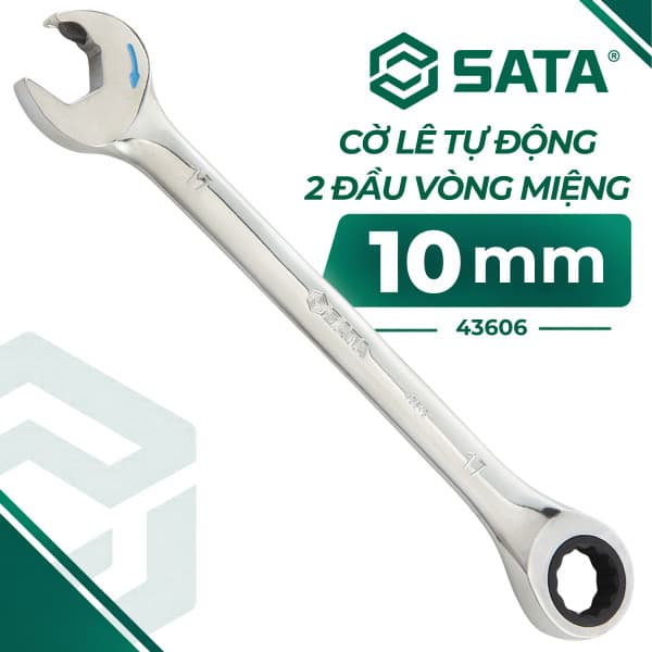 Cờ Lê Tự Động 2 Đầu Vòng Miệng 10 mm SATA 43606