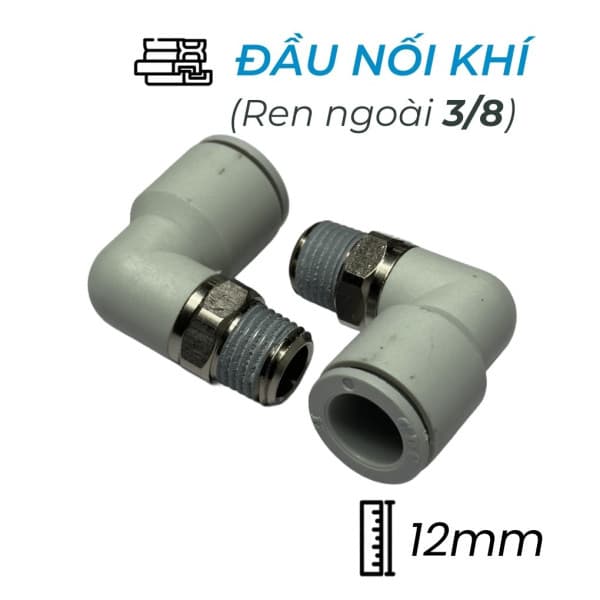 Đầu Nối Nhanh Khí Nén Cong Ø12mm - Ren Ngoài 3/8" CDC MPL 1203N-W (Màu Trắng)