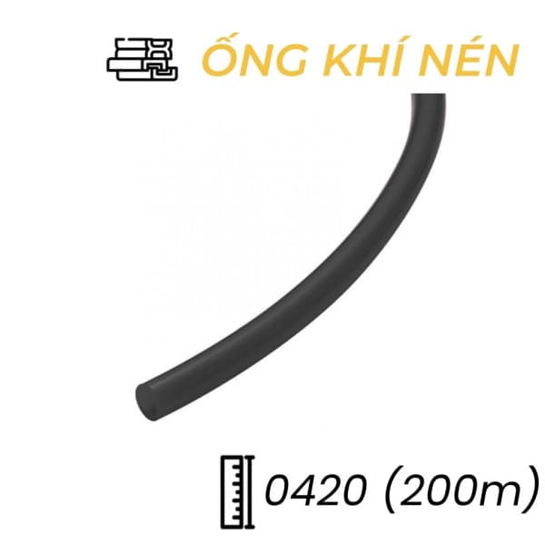 Dây Hơi Khí Nén PU Phi 4 Màu Đen OD4 x ID2 mm CDC PU 0420 (200m)