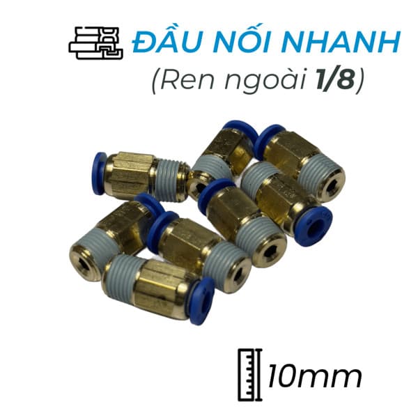 Đầu Nối Nhanh Khí Nén Ø10mm - Ren Ngoài 1/8" CDC MPC 1001 (Màu Xanh)