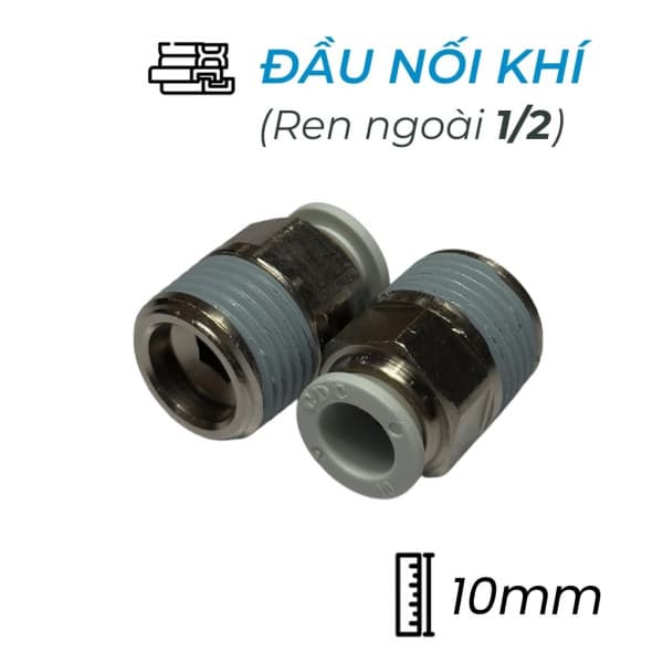 Đầu Nối Nhanh Khí Nén Ø10mm - Ren Ngoài 1/2" CDC MPC 1004N-W (Màu Trắng)