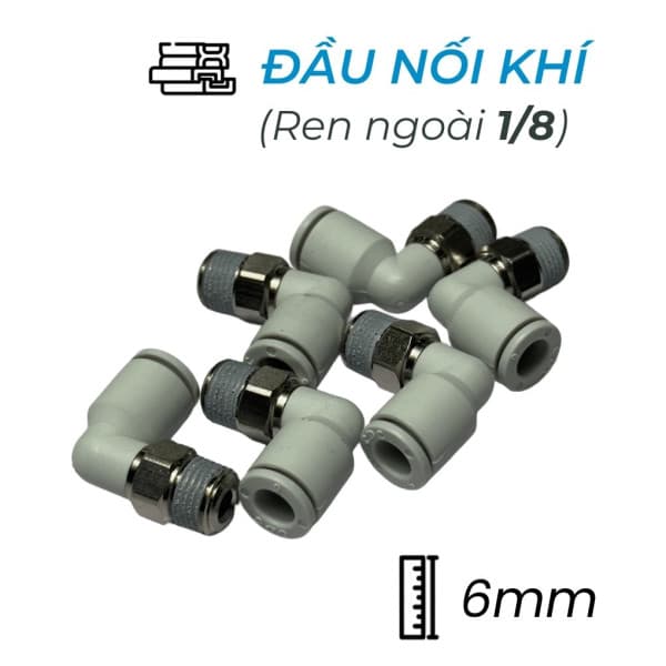 Đầu Nối Nhanh Khí Nén Cong Ø6mm - Ren Ngoài 1/8" CDC MPL 0601N-W (Màu Trắng)