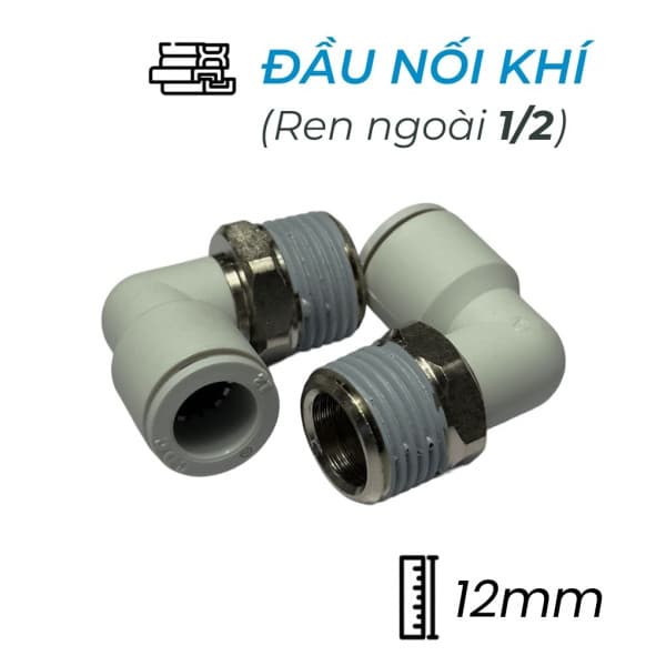 Đầu Nối Nhanh Khí Nén Cong Ø12mm - Ren Ngoài 1/2" CDC MPL 1204N-W (Màu Trắng)