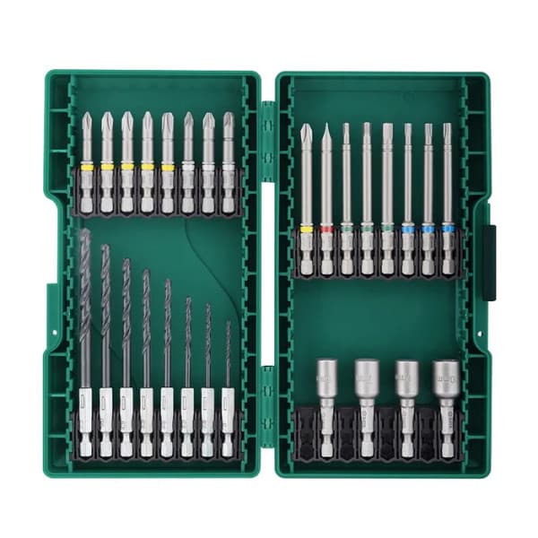 Bộ 28 Phụ Kiện Mũi Vít Và Khoan Sắt Cho Máy Bắn Vít Cốt 6.35 mm SATA 09336
