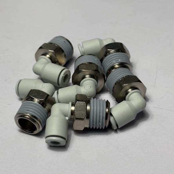 Đầu Nối Nhanh Khí Nén Cong Ø4mm - Ren Ngoài 1/4" CDC MPL 0402N-W (Màu Trắng)