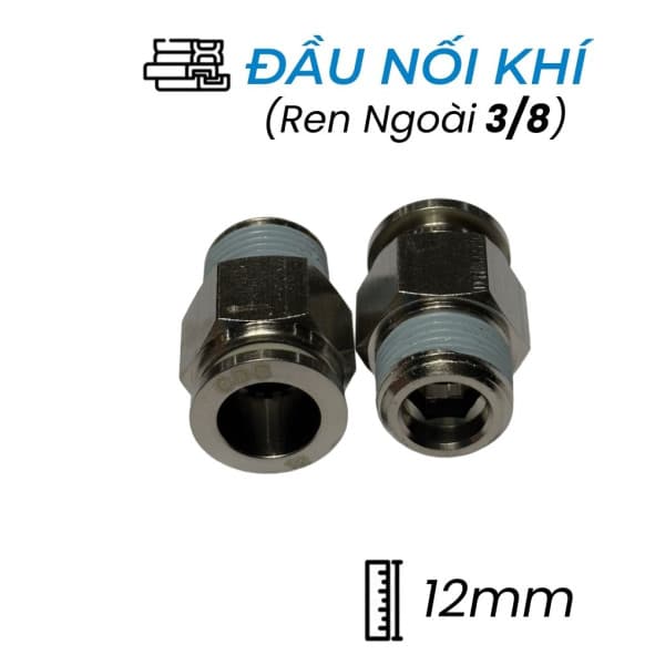 Đầu Nối Nhanh Khí Nén Đồng Ø12mm - Ren Ngoài 3/8" CDC BPC 12R03