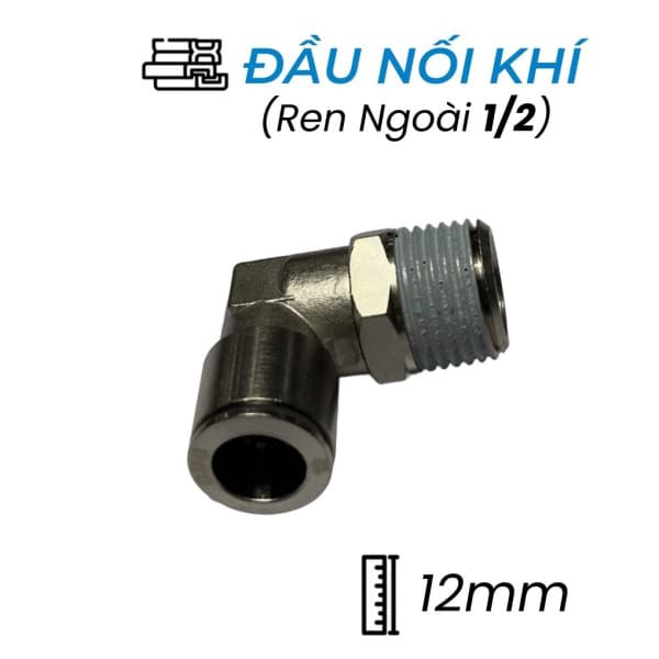 Đầu Nối Nhanh Khí Nén Đồng Cong Ø12mm - Ren Ngoài 1/2" CDC BPL 12R04