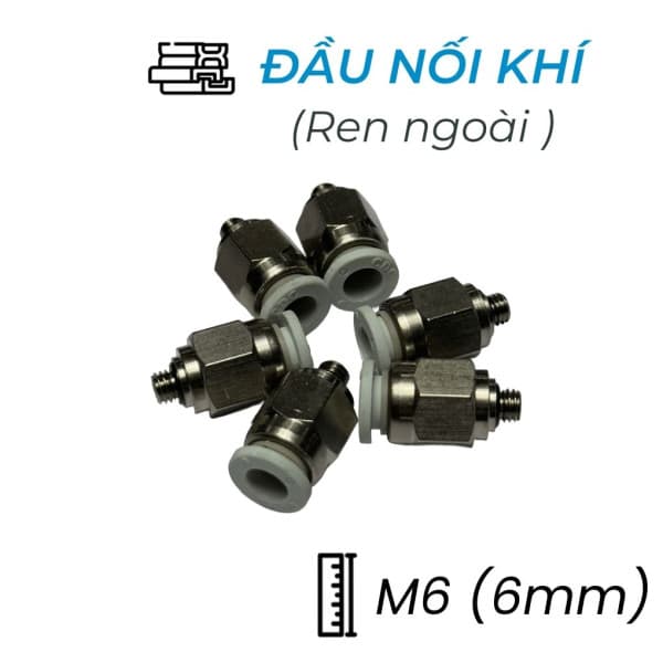 Đầu Nối Nhanh Khí Nén Ø6mm - Ren Ngoài M6 CDC MPC 06M6N-W (Màu Trắng)