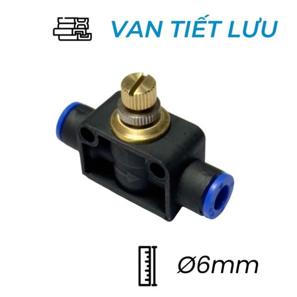 Van Tiết Lưu Khí Nén Thẳng Ø6mm CDC MSF 06 (Màu Đen)