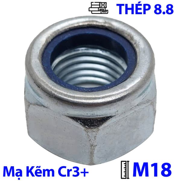 Tán Keo Thép Mạ Kẽm Trắng Cr3+ 8.8 DIN985 M18
