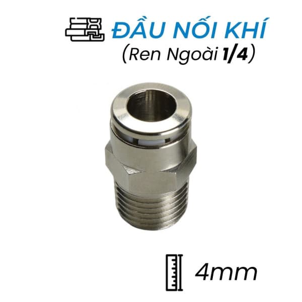 Đầu Nối Nhanh Khí Nén Đồng Ø4mm - Ren Ngoài 1/4" CDC BPC 04R02