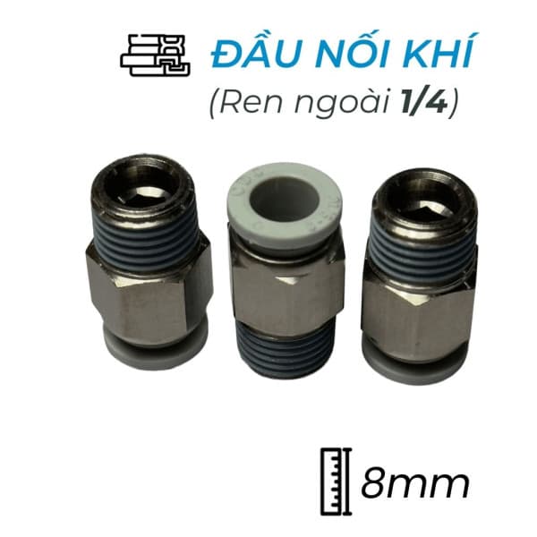 Đầu Nối Nhanh Khí Nén Ø8mm - Ren Ngoài 1/4" CDC MPC 0802N-W (Màu Trắng)