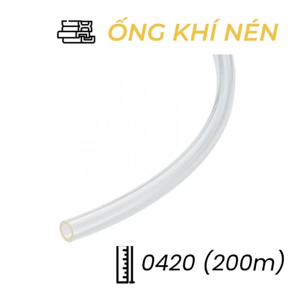 Dây Hơi Khí Nén PU Phi 4 Màu Trong Suốt OD4 x ID2 mm CDC PU 0420 (200m)