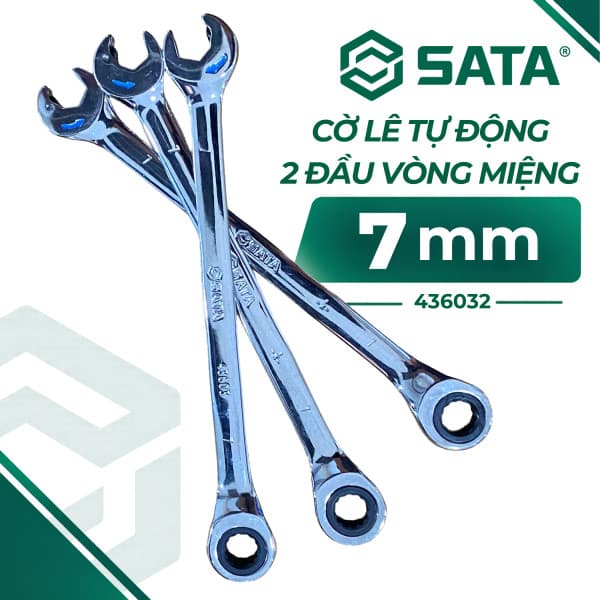 Cờ Lê Tự Động 2 Đầu Vòng Miệng 7 mm SATA 43603