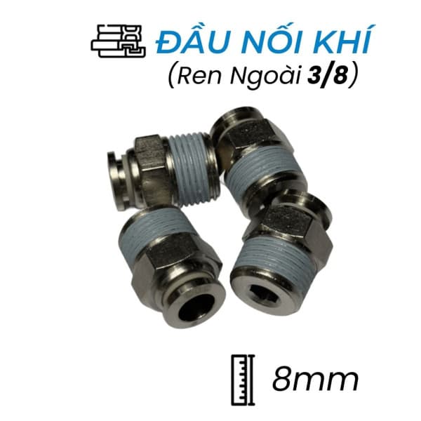 Đầu Nối Nhanh Khí Nén Đồng Ø8mm - Ren Ngoài 3/8" CDC BPC 08R03