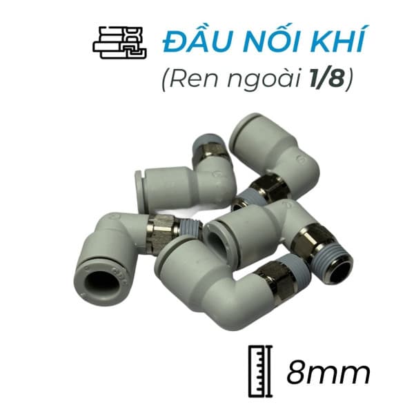 Đầu Nối Nhanh Khí Nén Cong Ø8mm - Ren Ngoài 1/8" CDC MPL 0801N-W (Màu Trắng)