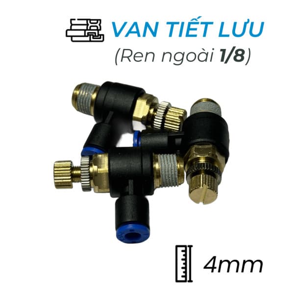 Van Tiết Lưu Khí Nén Ø4mm - Ren Ngoài 1/8" CDC MSC 0401 (Màu Đen)