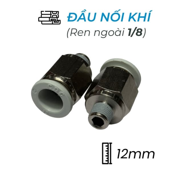 Đầu Nối Nhanh Khí Nén Ø12mm - Ren Ngoài 1/8" CDC MPC 1201N-W (Màu Trắng)