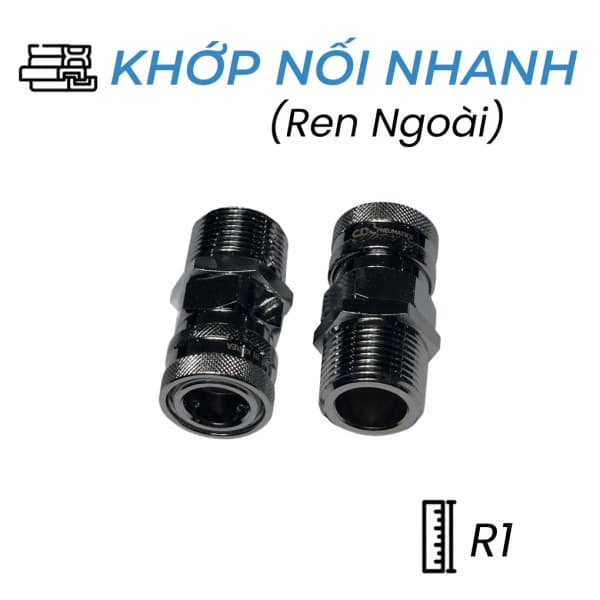 Khớp Nối Nhanh Khí Nén Bi Cái Ren Ngoài R1 CDC SM 800