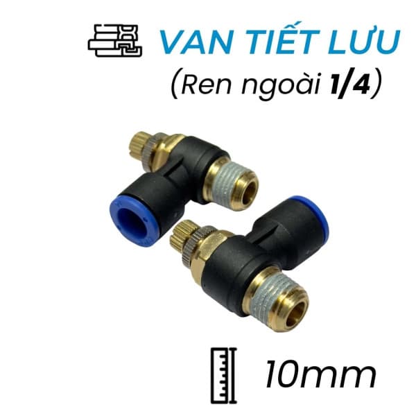 Van Tiết Lưu Khí Nén Ø10mm - Ren Ngoài 1/4" CDC MSC 1002 (Màu Đen)