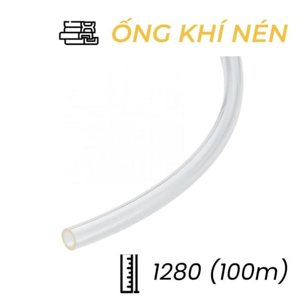 Dây Hơi Khí Nén PU Phi 12 Màu Trong Suốt OD12 x ID8 mm CDC PU 1280 (100m)